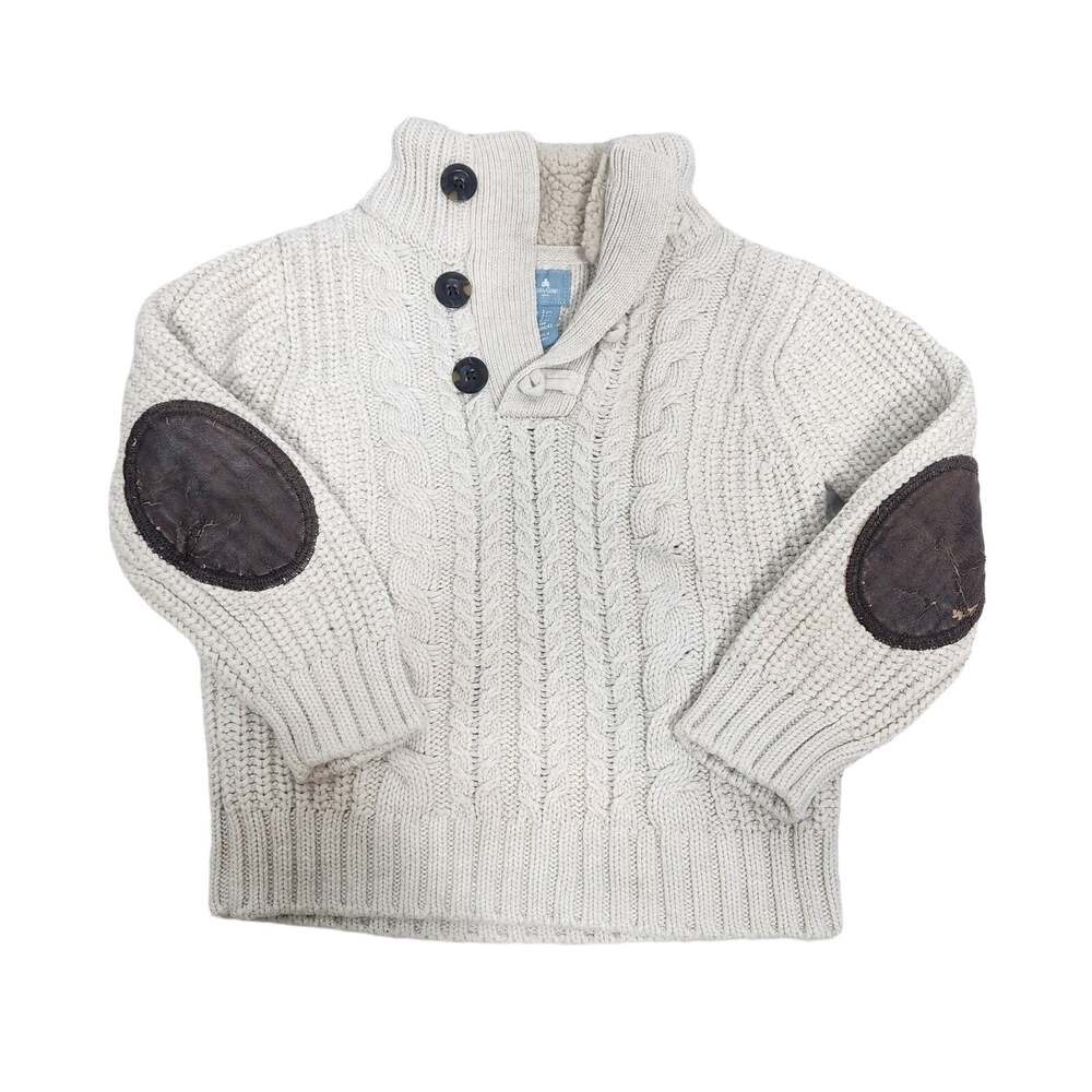 Gap Kids Cream Cable Knit Sweater with Elbow Patches Size 3 years
